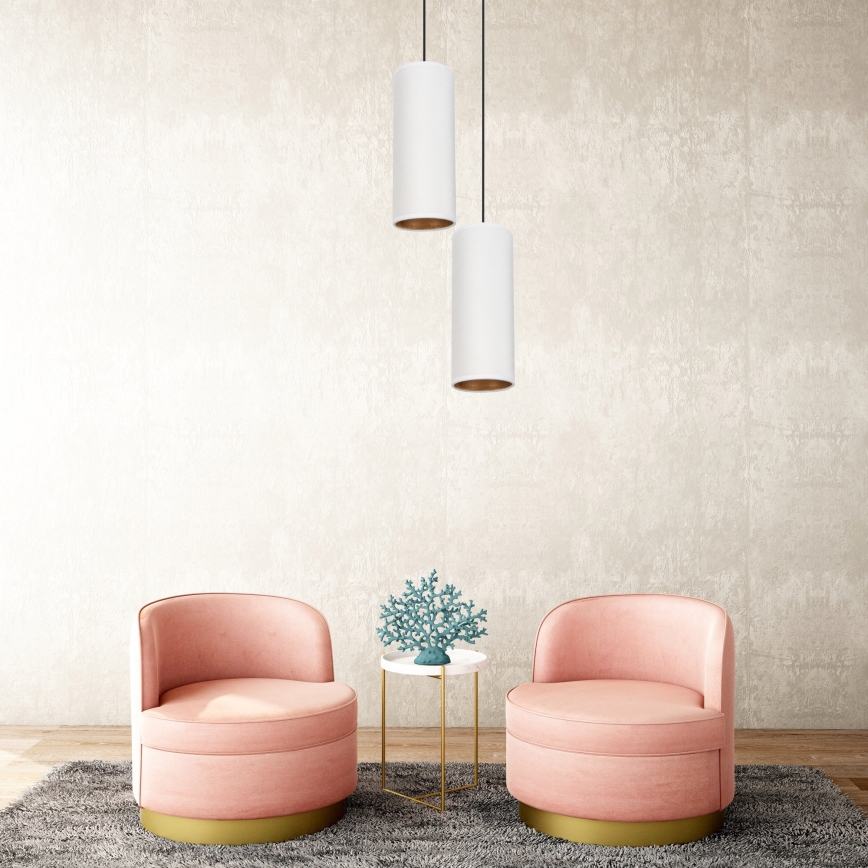 Loftlampe på kabel AVALO 2xE27/60W/230V Ø 20 cm hvid/kobber