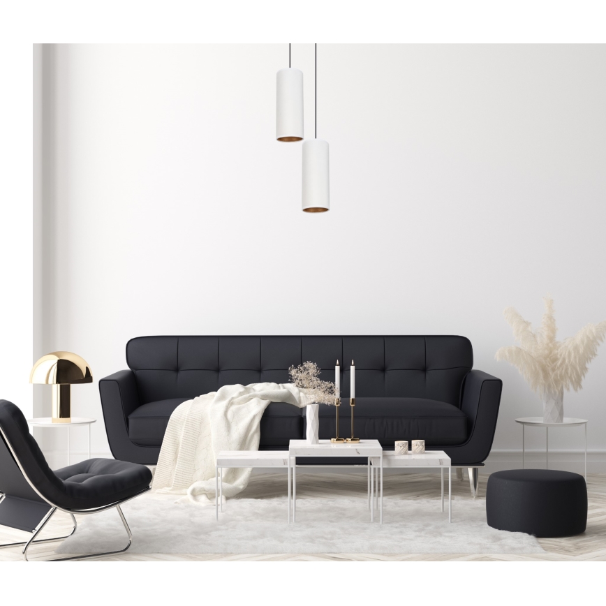 Loftlampe på kabel AVALO 2xE27/60W/230V Ø 20 cm hvid/kobber