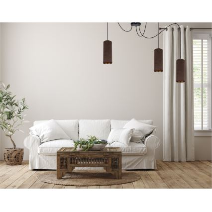 Loftlampe på kabel AVALO 3xE27/60W/230V edderkop brun/kobber