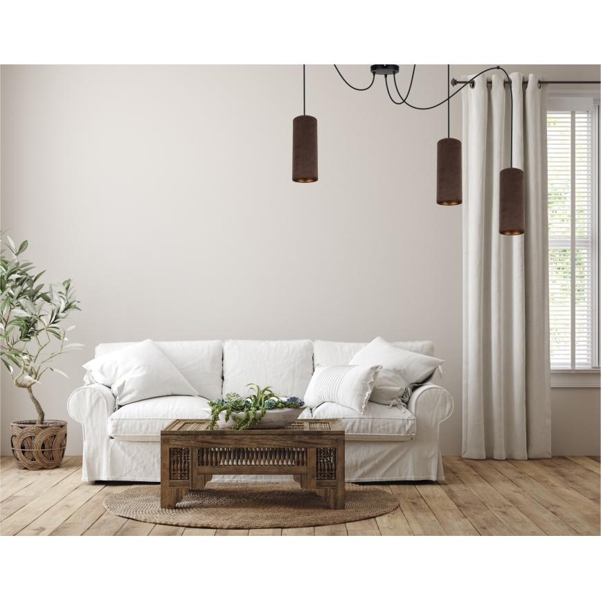 Loftlampe på kabel AVALO 3xE27/60W/230V edderkop brun/kobber
