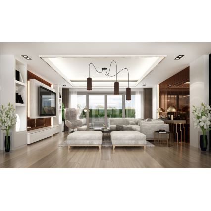 Loftlampe på kabel AVALO 3xE27/60W/230V edderkop brun/kobber