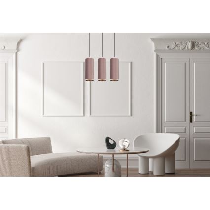 Loftlampe på kabel AVALO 3xE27/60W/230V lyserød/kobber