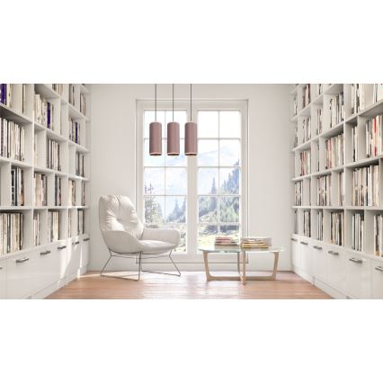 Loftlampe på kabel AVALO 3xE27/60W/230V lyserød/kobber