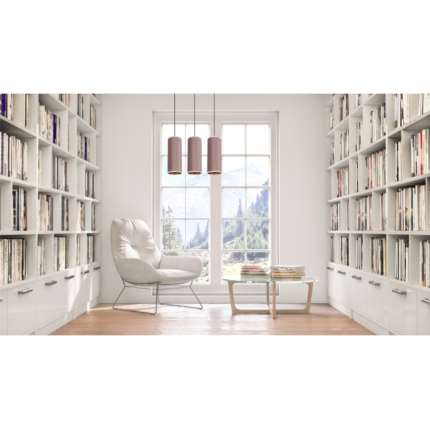 Loftlampe på kabel AVALO 3xE27/60W/230V lyserød/kobber