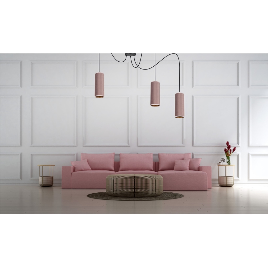 Loftlampe på ledning AVALO 3xE27/60W/230V edderkop lyserød/kobber