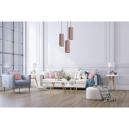 Loftlampe på kabel AVALO 3xE27/60W/230V Ø 35 cm lyserød/kobber