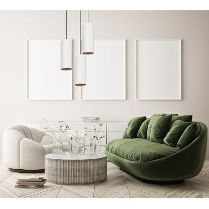 Loftlampe på kabel AVALO 3xE27/60W/230V Ø 35 cm hvid/kobber