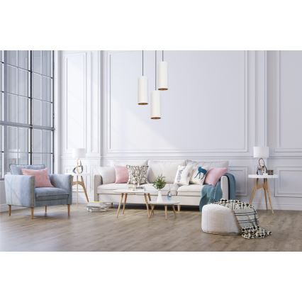 Loftlampe på kabel AVALO 3xE27/60W/230V Ø 35 cm hvid/kobber