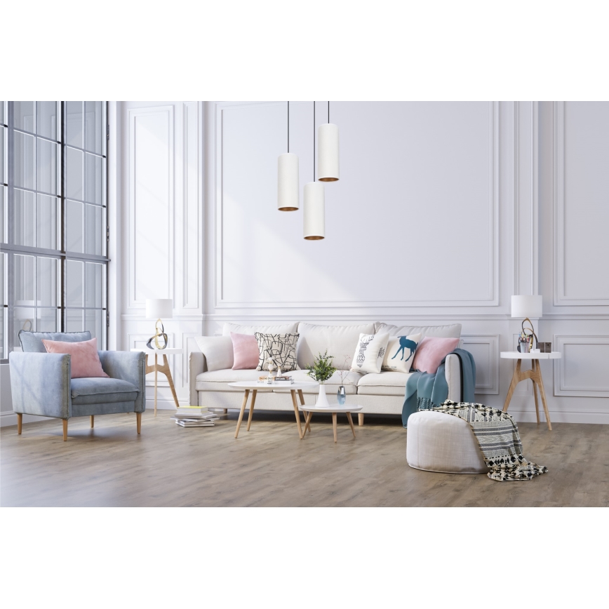 Loftlampe på kabel AVALO 3xE27/60W/230V Ø 35 cm hvid/kobber