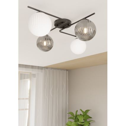 Loftlampe AZURA 4xE14/10W/230V sort/grå/hvid