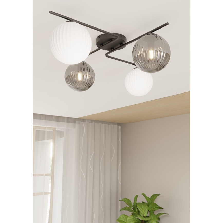 Loftlampe AZURA 4xE14/10W/230V sort/grå/hvid