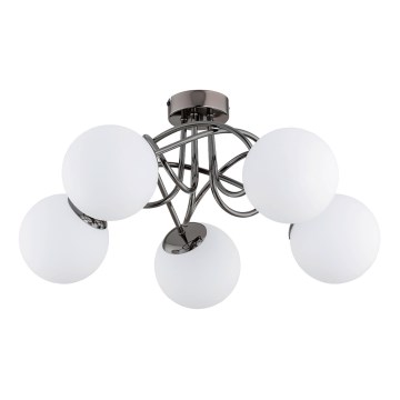 Loftlampe BANKO 5xE14/10W/230V sort skinnende krom