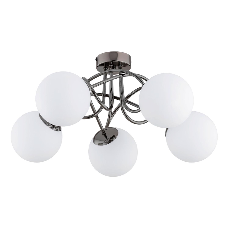 Loftlampe BANKO 5xE14/10W/230V sort skinnende krom