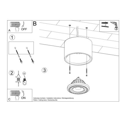 Loftlampe BASIC AR111 1xGU10/40W/230V betongrå