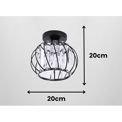 Loftlampe BELLA 1xE27/40W/230V Ø 20 cm, sort