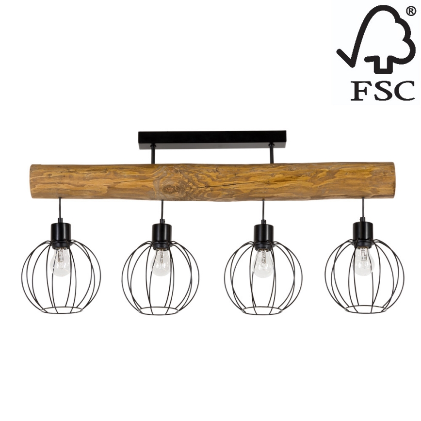 Loftlampe BERIS 4xE27/25W/230V fyrretræ - FSC-certificeret