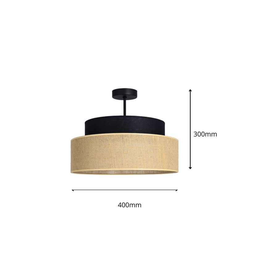 Loftlampe BOHO 1xE27/60W/230V diameter 40 cm sort/beige