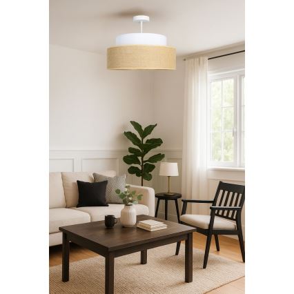 Loftlampe BOHO 1xE27/60W/230V hvid/beige