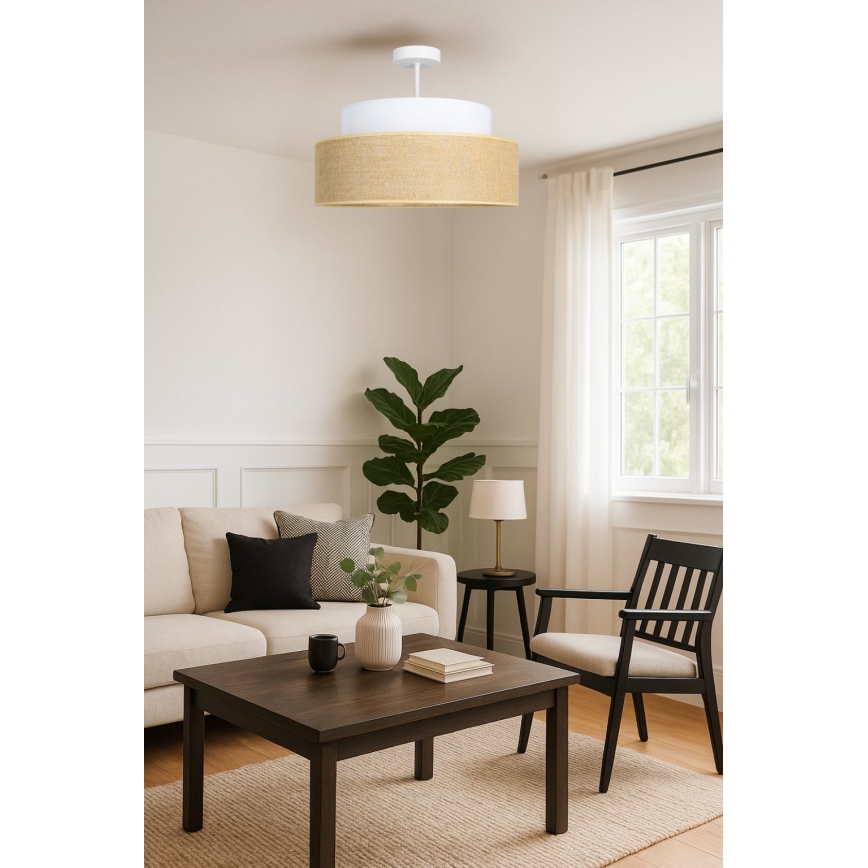 Loftlampe BOHO 1xE27/60W/230V hvid/beige