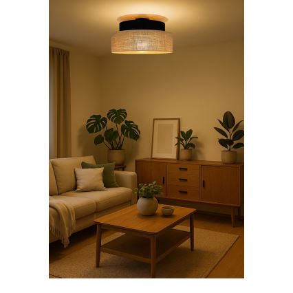 Loftlampe BOHO 1xE27/60W/230V sort/beige