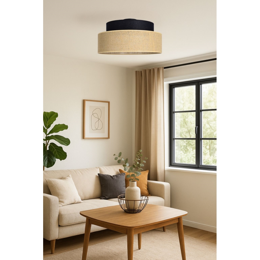 Loftlampe BOHO 1xE27/60W/230V sort/beige