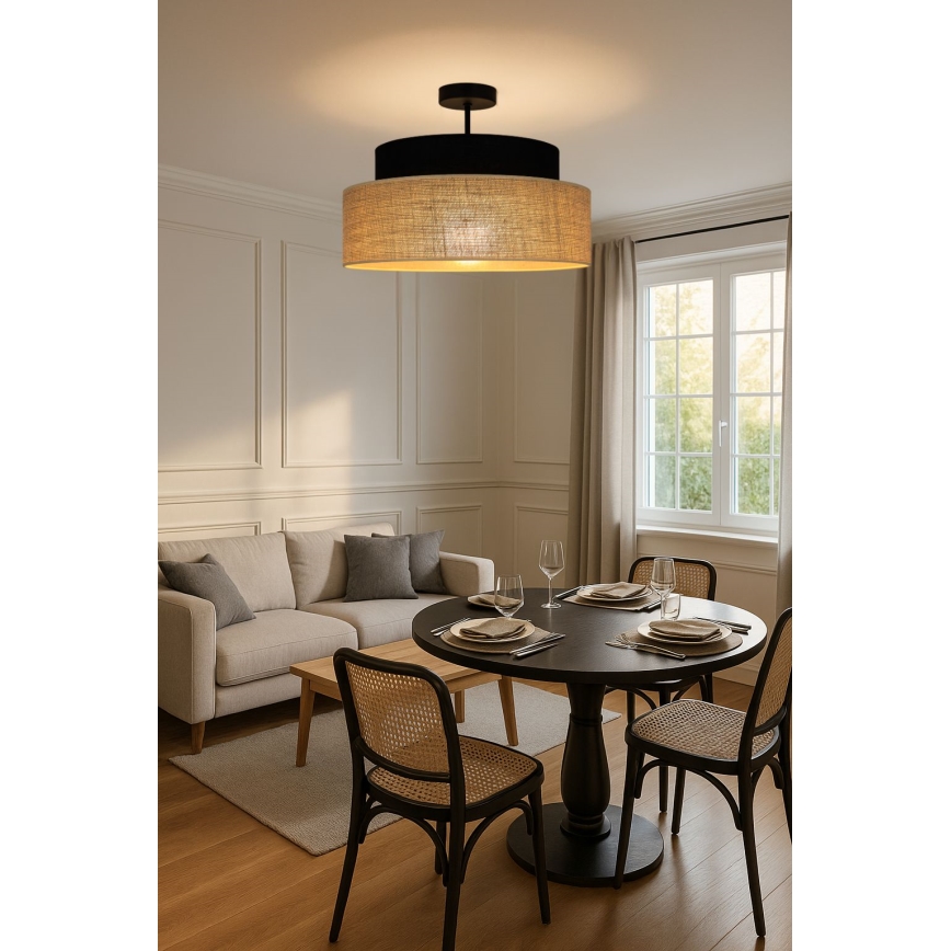 Loftlampe BOHO 1xE27/60W/230V sort/beige