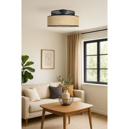 Loftlampe BOHO 1xE27/60W/230V sort/Rattan