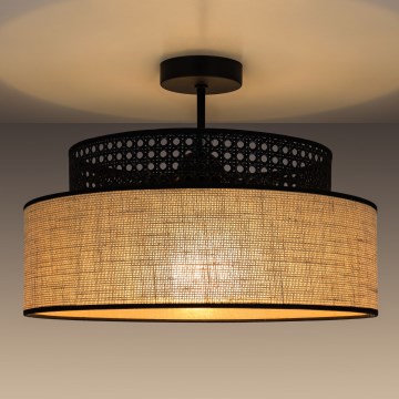 Loftlampe BOHO 1xE27/60W/230V sort/Rattan