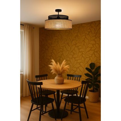 Loftlampe BOHO 1xE27/60W/230V sort/Rattan