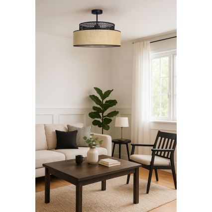 Loftlampe BOHO 1xE27/60W/230V sort/Rattan