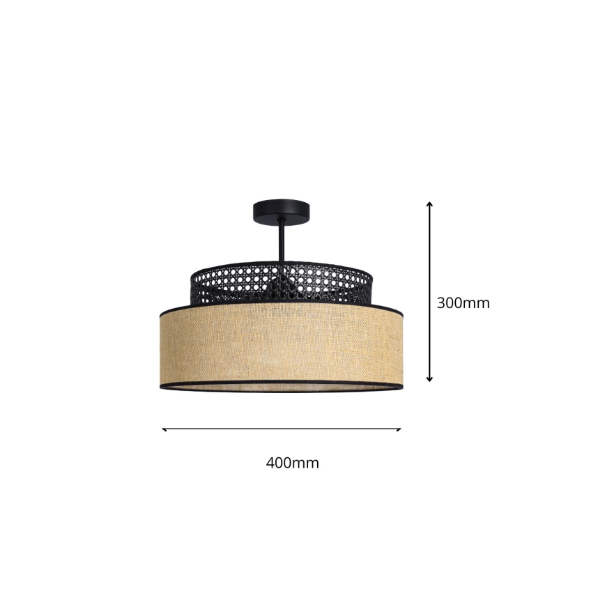 Loftlampe BOHO 1xE27/60W/230V sort/Rattan