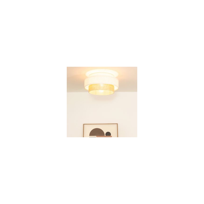 Loftlampe BOHO 1xE27/60W/230V Ø 40 cm hvid/jute