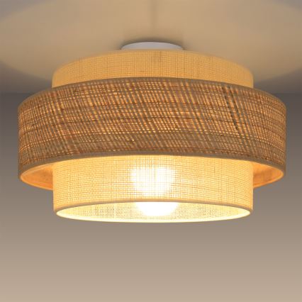 Loftlampe BOHO 1xE27/60W/230V Ø 40 cm jute/cremefarvet