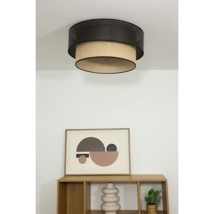 Loftlampe BORHO 1xE27/60W/230V Ø 40 cm sort/jute