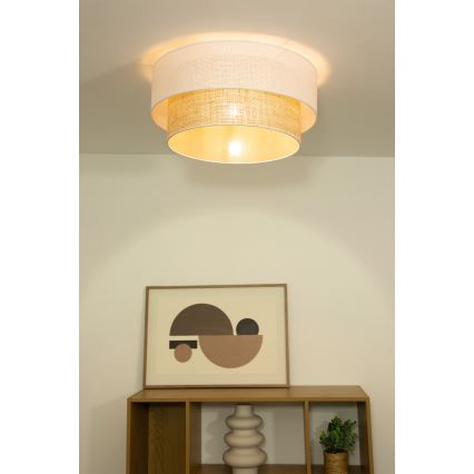 Loftlampe BORHO 1xE27/60W/230V Ø 50 cm hvid/jute
