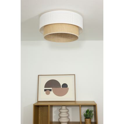Loftlampe BORHO 1xE27/60W/230V Ø 50 cm hvid/jute