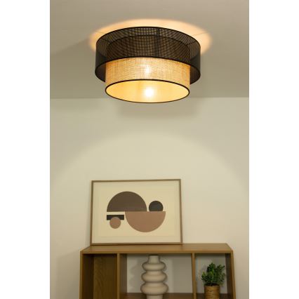 Loftlampe BORHO 1xE27/60W/230V Ø 50 cm sort/jute