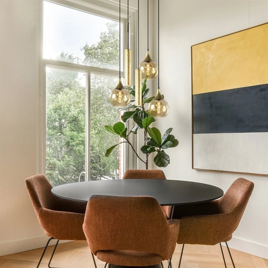 Loftlampe på kabel CALYPSO 2xGU10/60W/230V + 3xE27/60W sort/guld
