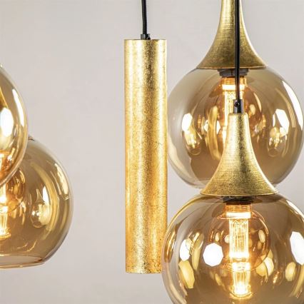 Loftlampe på kabel CALYPSO 2xGU10/60W/230V + 3xE27/60W sort/guld