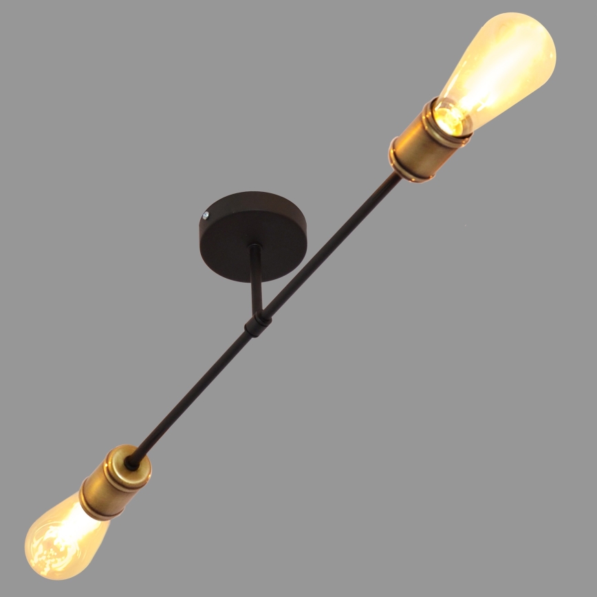 Loftlampe CAMBRIDGE 2xE27/15W/230V sort/gylden