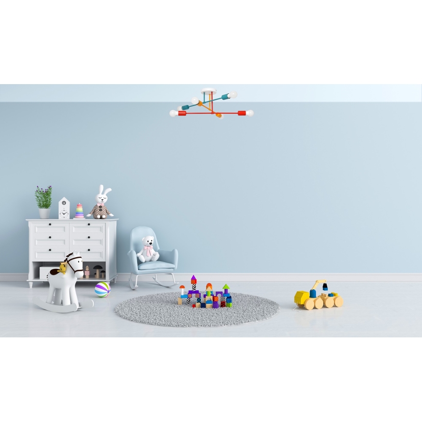 Loftlampe CAMBRIDGE 6xE27/20W/230V blå/rød/orange