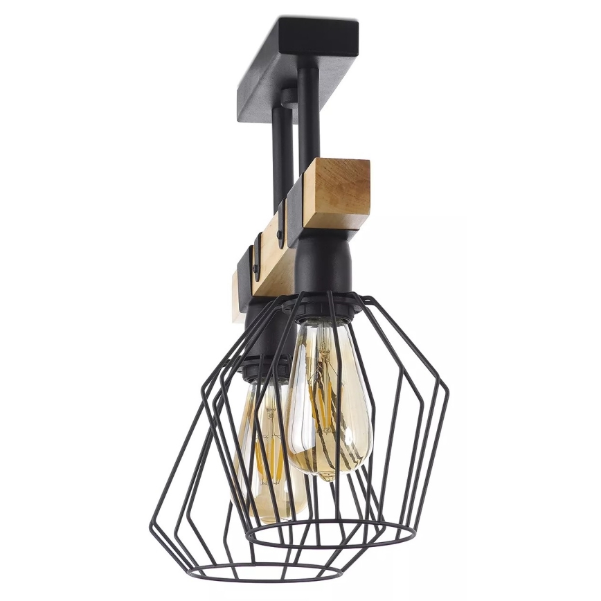 Loftlampe CAMEROON 2xE27/60W/230V sort/træ