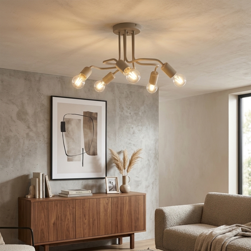 Loftlampe CHARLIE 5xE27/15W/230V beige