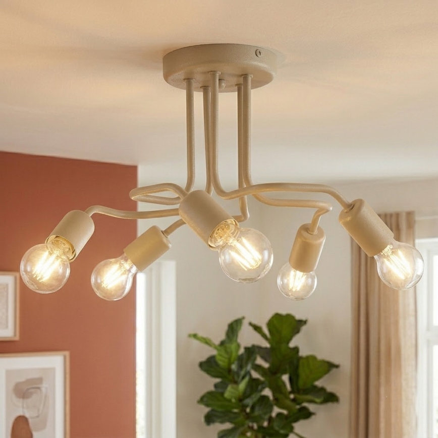 Loftlampe CHARLIE 5xE27/15W/230V beige