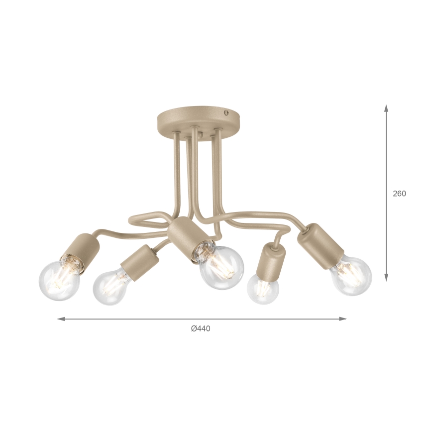 Loftlampe CHARLIE 5xE27/15W/230V beige
