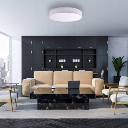 Loftlampe med bevægelses- og skumringssensor CLEO 6xE27/24W/230V Ø 80 cm hvid