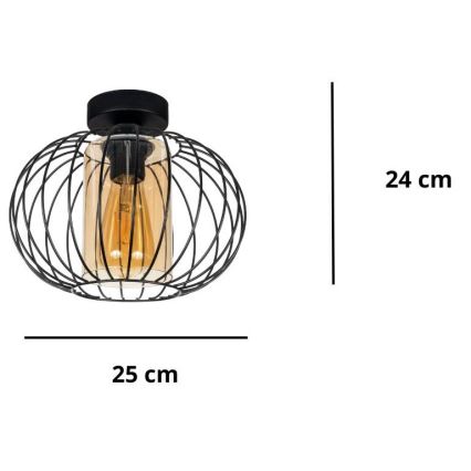 Loftlampe CORRINI 1xE27/60W/230V diameter 25 cm sort/beige