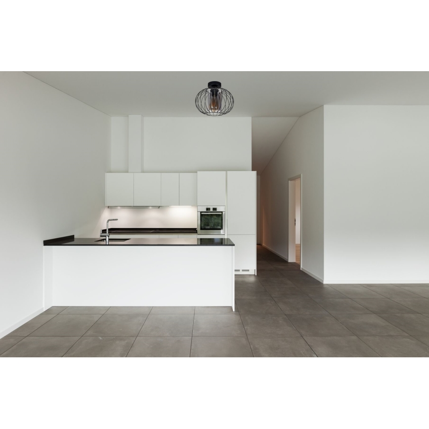 Loftlampe CORRINI 1xE27/60W/230V diameter 25 cm sort/grå