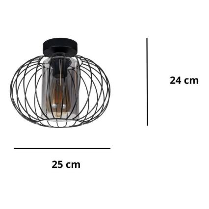 Loftlampe CORRINI 1xE27/60W/230V diameter 25 cm sort/grå