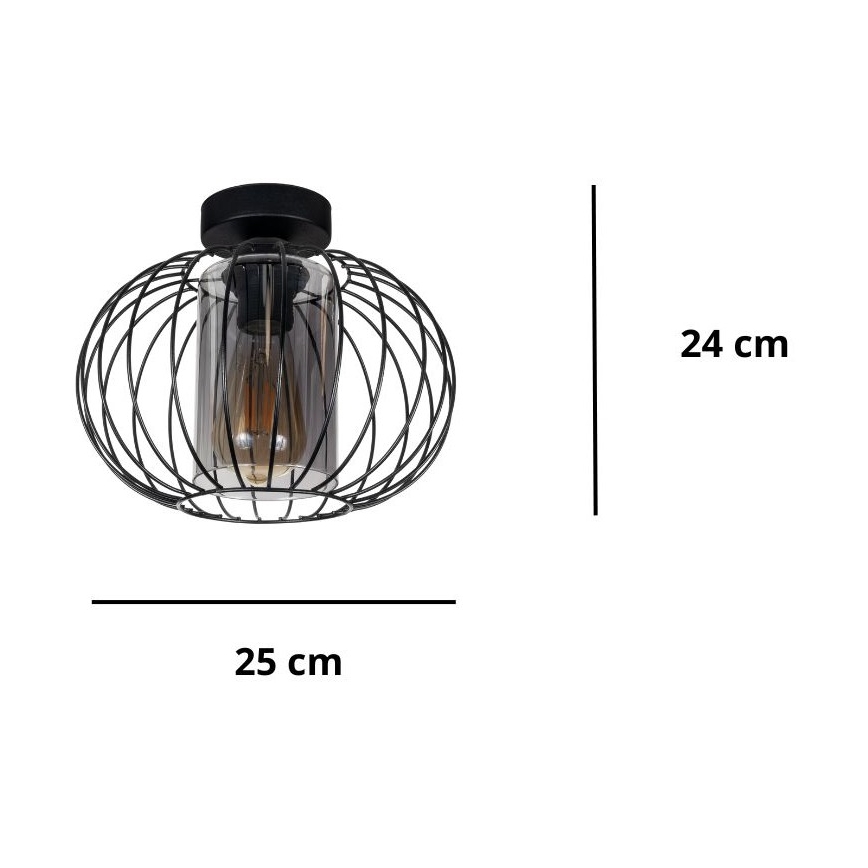 Loftlampe CORRINI 1xE27/60W/230V diameter 25 cm sort/grå